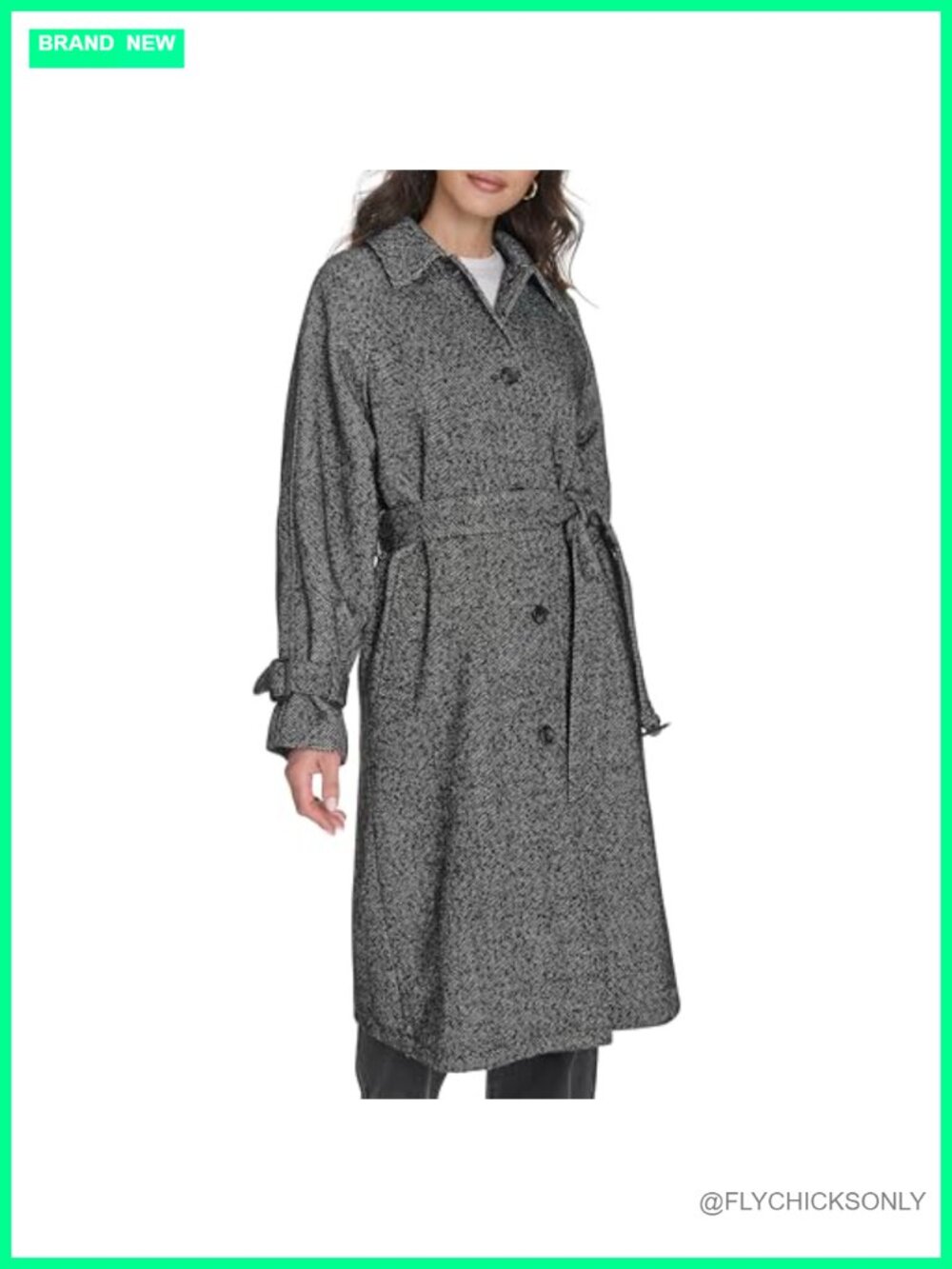 Levi's Women's Belted Robe Coat Long Herringbone Polyester